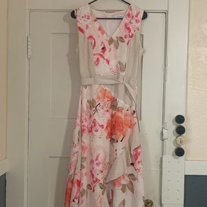 Calvin Klein pink floral, polyester, midi dress 6